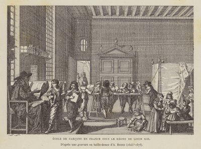 Escuela de niños franceses durante el reinado de Luis XIII de Abraham (after) Bosse