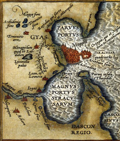 El antiguo puerto de Siracusa en Sicilia según el 