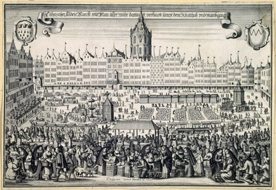 Mercado viejo en Colonia, c. 1660 de Abraham Aubry