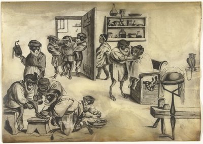 Peluquería con monos, c. 1720 de Abraham Bastiaensz.