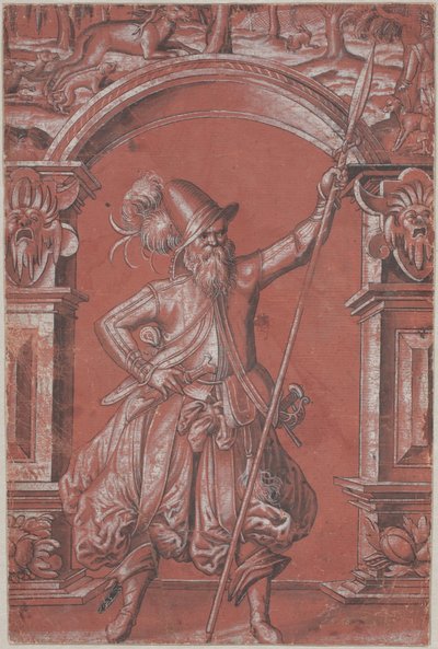 Un guardia suizo ante un arco ornamental (recto) de Abraham Bickhart