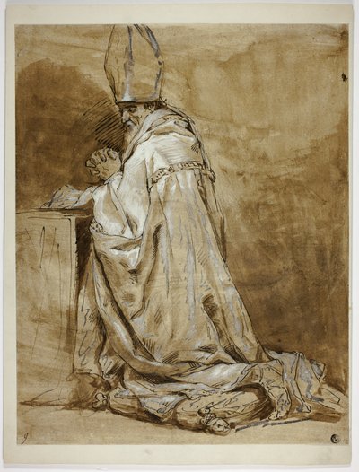 Obispo arrodillado en oración de Abraham Bloemaert