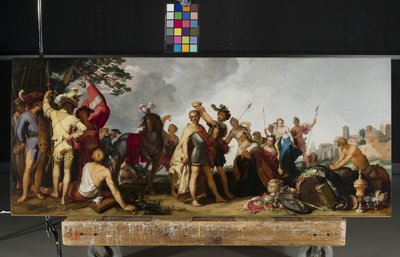 Escena de coronación (óleo sobre madera) de Abraham Bloemaert