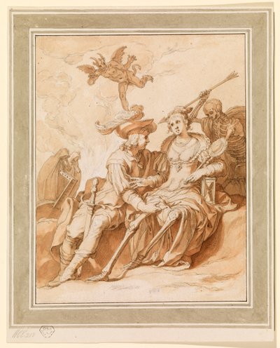 La muerte y los amantes - Alegoría de "Vanitas", 1620 - 1630 circa de Abraham Bloemaert