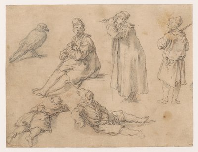 Uno sentado y dos de pie de Abraham Bloemaert