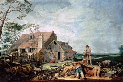 Paisaje con campesinos descansando, Tobías y el ángel, 1650 de Abraham Bloemaert