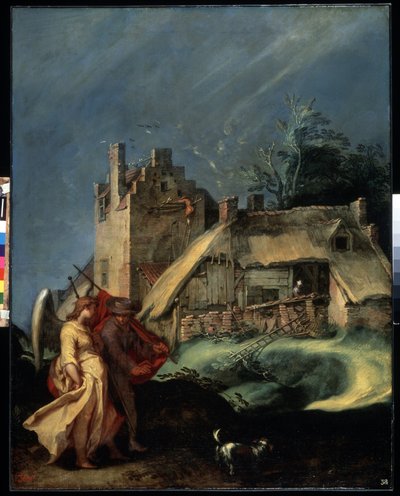""El joven Tobías y el ángel (Arcángel Rafael)"" (Paisaje con Tobías y el ángel) Pintura de Abraham Bloemaert (1566-1651) 1610-1615 Dim. 139x107,5 cm Museo del Hermitage, San Petersburgo (San Petersburgo) de Abraham Bloemaert