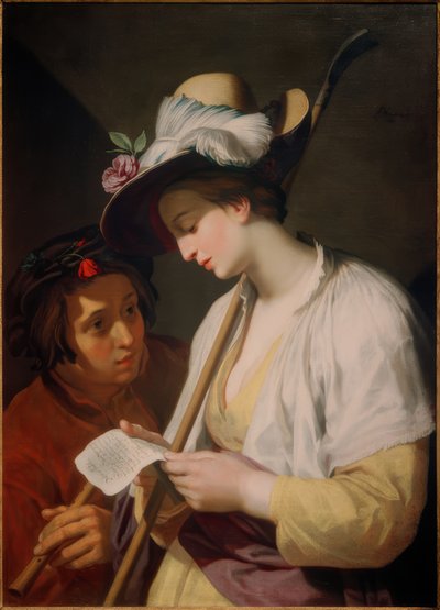 Pastora con un poema de Abraham Bloemaert