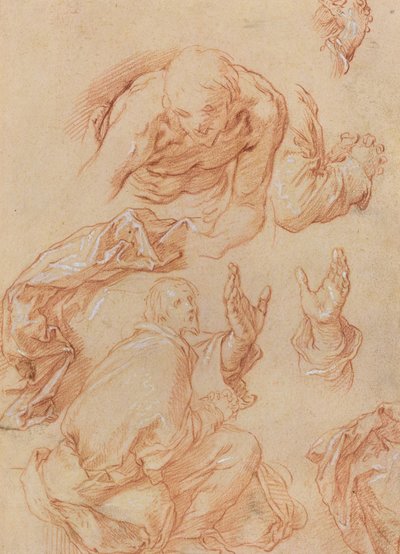 Estudios de Manos y Figuras Inclinadas [verso] de Abraham Bloemaert