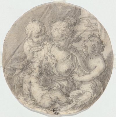 La Madonna con el Niño Jesús, con el infante Juan el Bautista y otro niño (Caritas) de Abraham Bloemaert