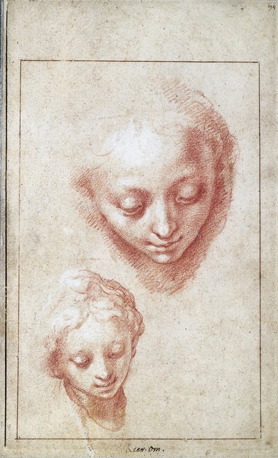 Dos Estudios de la Cabeza de la Virgen de Abraham Bloemaert