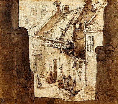 Vista desde las murallas hacia un callejón de Abraham Bloemaert