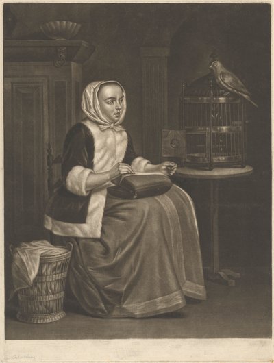 Mujer cosiendo de Abraham Blooteling