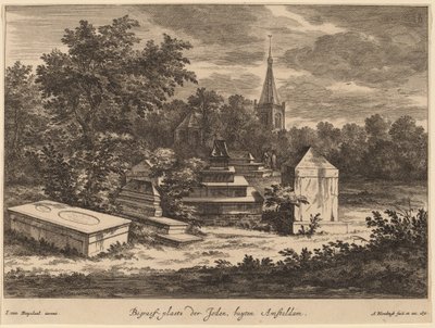Cementerio judío fuera de Ámsterdam de Abraham Blooteling after Jacob van Ruisdael