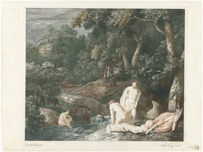 Diana y sus ninfas, bañándose en un río de Abraham Bloteling