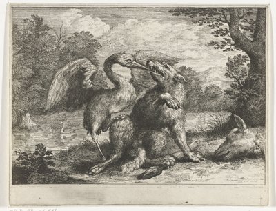 Lobo y grúa de Abraham Bloteling