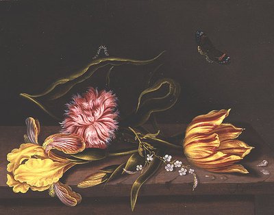 Naturaleza muerta de flores en una mesa de Abraham Bosschaert