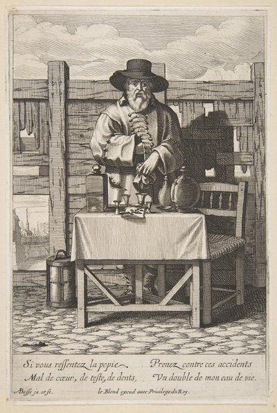 Vendedor de Brandy o Cura, mediados a finales del siglo XVII de Abraham Bosse