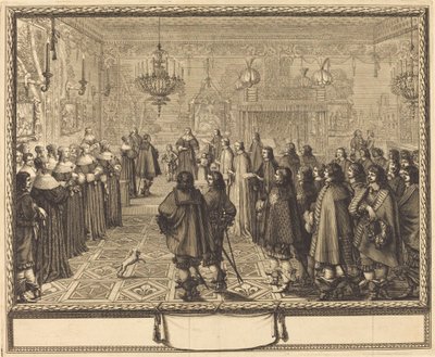 Ceremonia del contrato de matrimonio entre Vladislas IV, Rey de Polonia, y Louise-Marie de Gonzaga, Princesa de Mantua, en Fontainebleau de Abraham Bosse