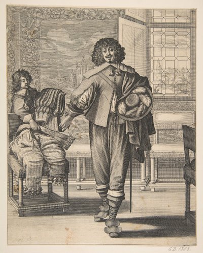 Cortesano siguiendo el edicto contra la superfluidad en el vestido de Abraham Bosse