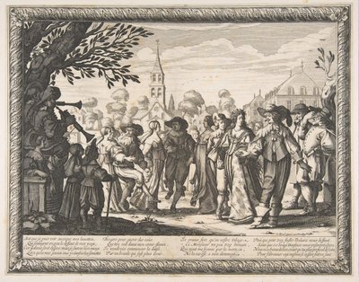 Baile en la plaza del pueblo, ca. 1633 de Abraham Bosse
