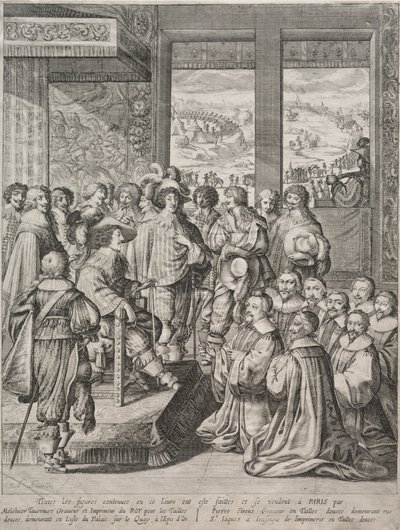 Luis XIII recibiendo una delegación de magistrados de Abraham Bosse