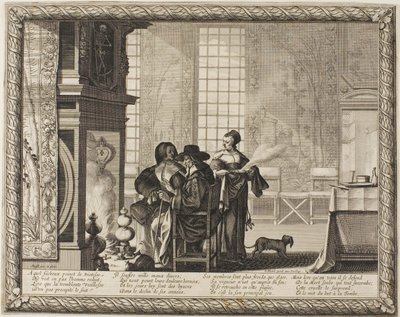 Vejez, lámina cuatro de Representando las cuatro edades del hombre de Abraham Bosse
