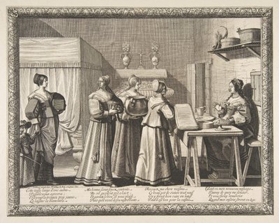 Regalos ofrecidos a la novia Les Présents offerts à la Mariée, ca. 1633 de Abraham Bosse