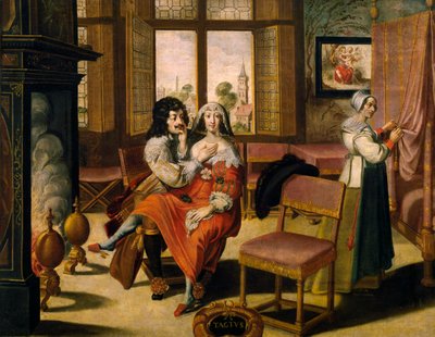 Sentido del tacto, ca 1635, después de una pintura de una serie de 5 por un artista desconocido de Abraham Bosse