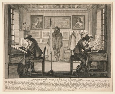 Los grabadores en su taller, de la serie Los artistas en su taller de Abraham Bosse