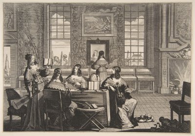Las vírgenes necias conversando de Abraham Bosse
