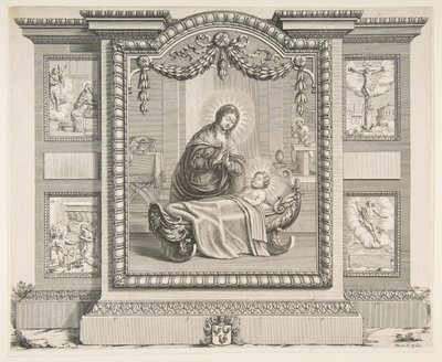 La Natividad con Escenas de La Anunciación, La Adoración de los Pastores, La Crucifixión, 1620-76 de Abraham Bosse