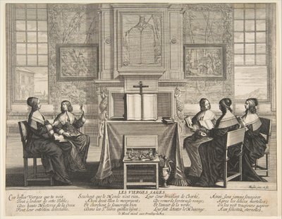 Las vírgenes prudentes conversando de Abraham Bosse