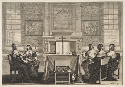 Las vírgenes prudentes conversando, ca. 1635 de Abraham Bosse
