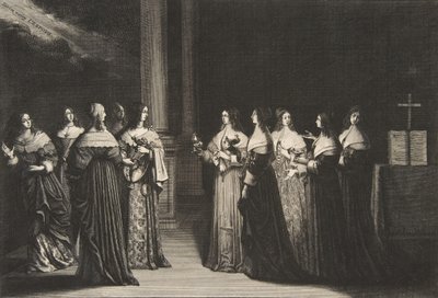 Las vírgenes prudentes se niegan a dar aceite a las vírgenes necias, ca. 1635 de Abraham Bosse