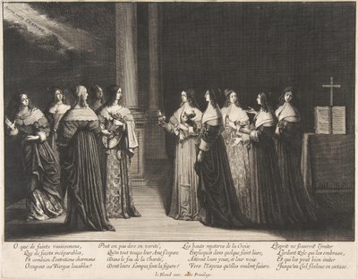 Las vírgenes prudentes se niegan a dar aceite a las vírgenes necias, ca. 1635 de Abraham Bosse