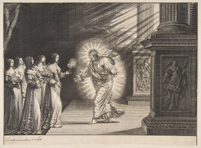 Las vírgenes prudentes ante Cristo de Abraham Bosse
