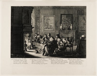 Las vírgenes sabias y necias, lámina cinco de Abraham Bosse