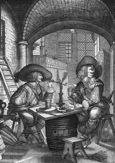 Fumadores de tabaco. Grabado de Abraham Bosse. Siglo XVIII de Abraham Bosse