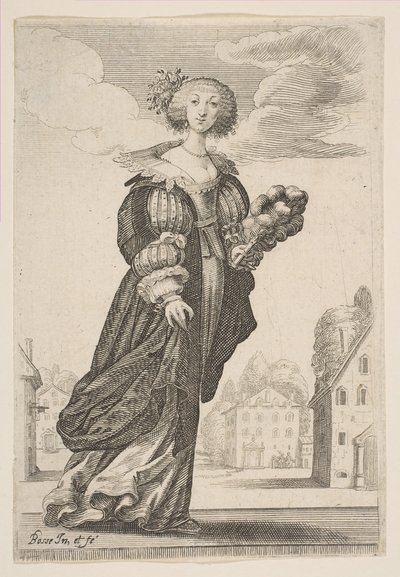 Mujer sosteniendo un abanico, 1629 de Abraham Bosse