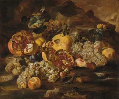 Granadas y otras frutas en un paisaje de Abraham Brueghel