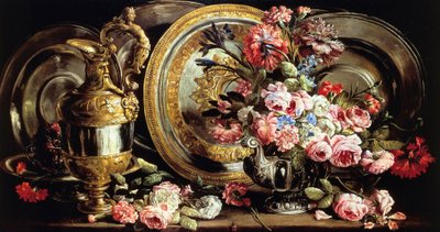 Bodegón con plata y flores, de Abraham Brueghel (1631-1697), óleo sobre tabla de Abraham Brueghel