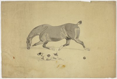 Caballo y perro que corren de Abraham Cooper