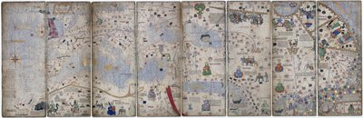 Cuatro hojas de vitela del Atlas Catalán de Abraham Cresques