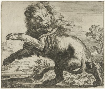Pelea de leones y serpientes Diferentes animales (título de la serie) de Abraham Danielsz. Hondius