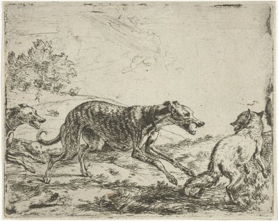 zorro y los tres perros de Abraham Danielsz. Hondius