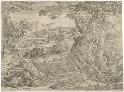 Jabalí atacado por perros de Abraham Danielsz. Hondius