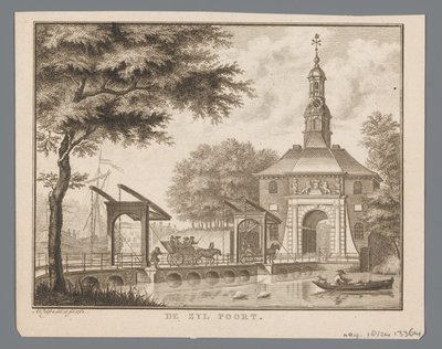 Vista del Zijlpoort en Leiden
De Zyl Poort (título en el objeto) de Abraham Delfos