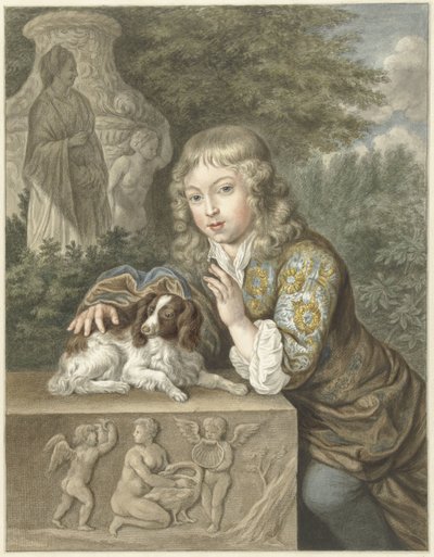 Niño con perro de Abraham Delfos