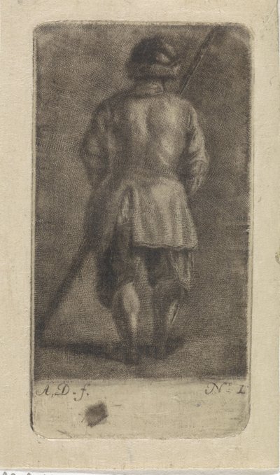 Hombre con un palo, visto desde atrás de Abraham Delfos